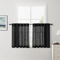 Nanspring Black Short Kitchen Linen Curtains 30 Inch Length Kitchen, Semi Sheer by Nanspring