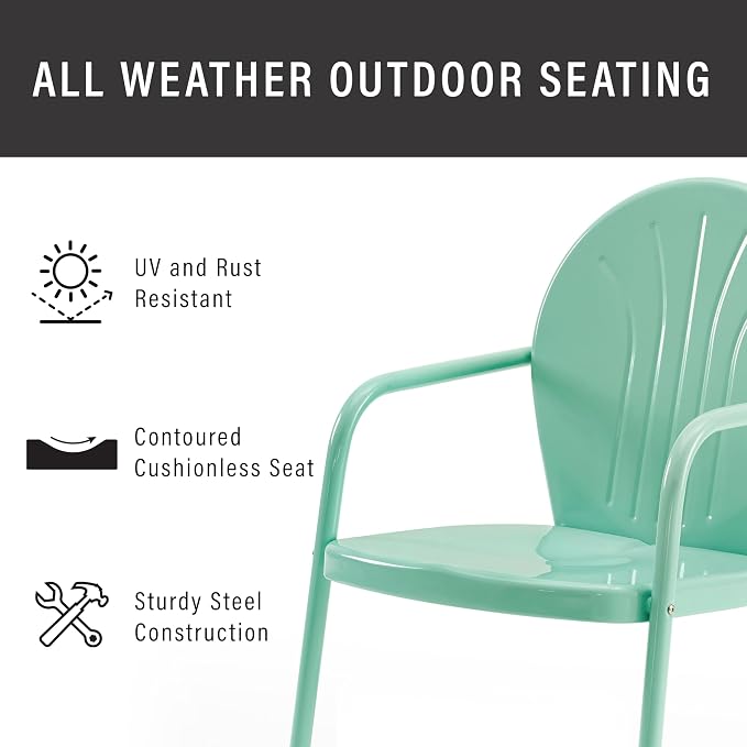 Crosley Furniture Griffith Outdoor Chair, Retro Metal Patio Chairs - Image 7