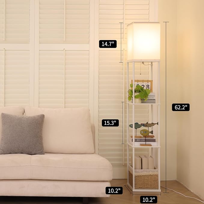 Gupuzm Floor Lamp with Shelves, with Modern Square Standing Lamp with Smart APP - Image 4