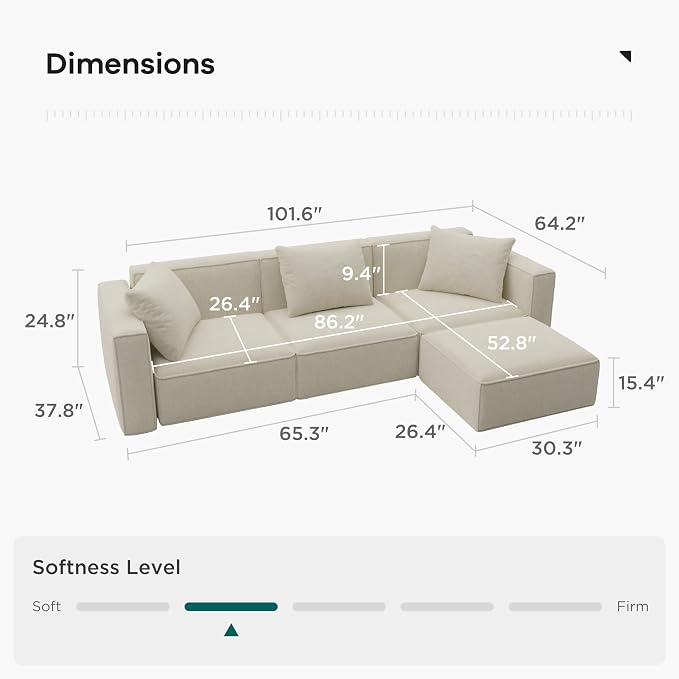 Acanva Luxury Modular Sectional Living Room Sofa Set, Modern Minimalist Style - Image 2