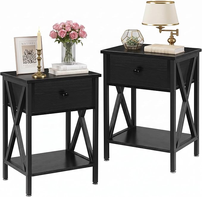 VECELO Nightstands Set of 2, Modern Bedside End Tables, Night Stands by VECELO