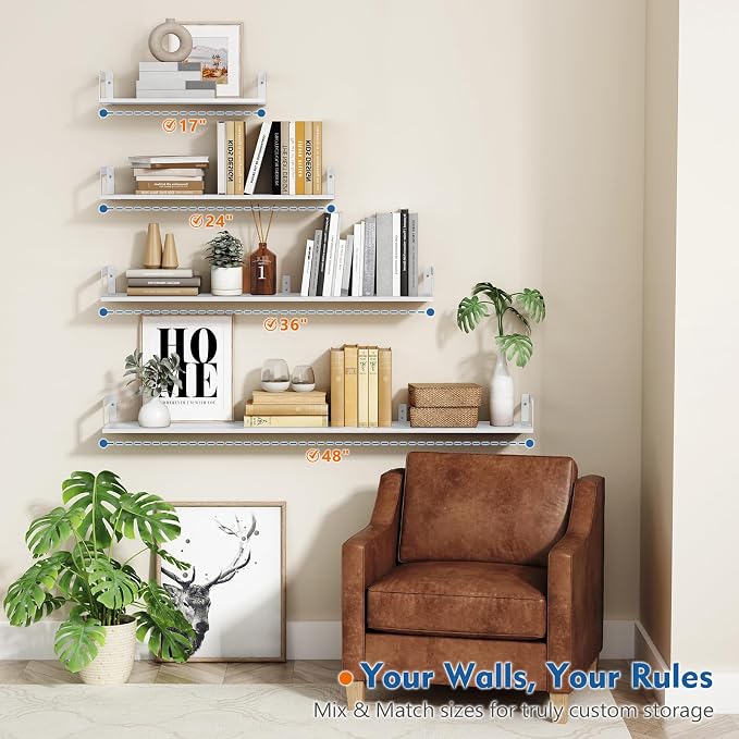 Harwaya White Wall Bookshelf for Kids Room, Small Floating Book Shelf for Teen - Image 5