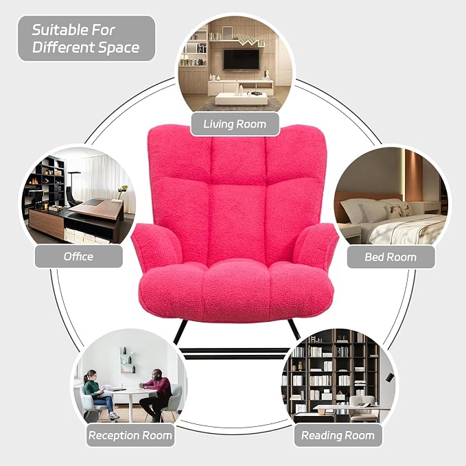 SAETSFEG Rocking Chair Nursery Teddy Upholstered Glider Rocker Rocking Accent - Image 5