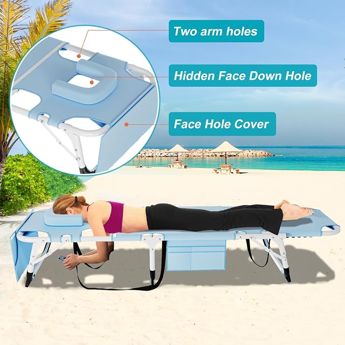 ABORON 3 in 1 Sun Tanning Chair, Heavy Duty Folding Chaise Lounge Chairs - Image 7