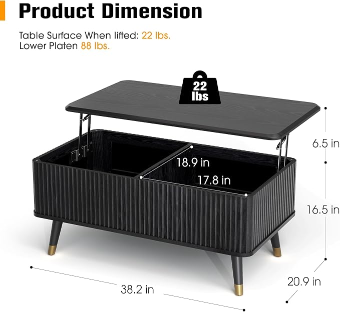 SULIVES Lift Top Coffee Table - Image 2