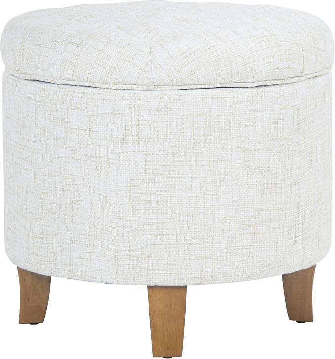 Homepop Home Decor | Upholstered Round Tufted Foot Rest Ottoman | Ottoman - Image 11