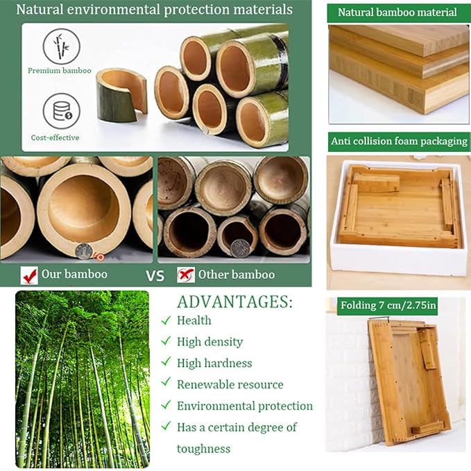 SH-tables Folding Japanese-Style Square Bamboo Table - Image 5