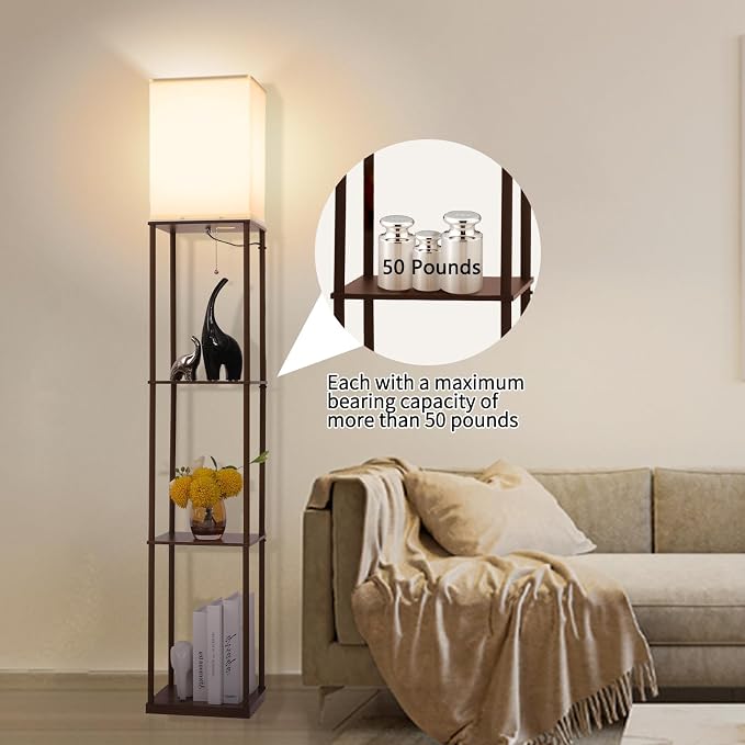 Gupuzm Floor Lamp with Shelves, Modern Square Standing Lamp with 3 Color - Image 3