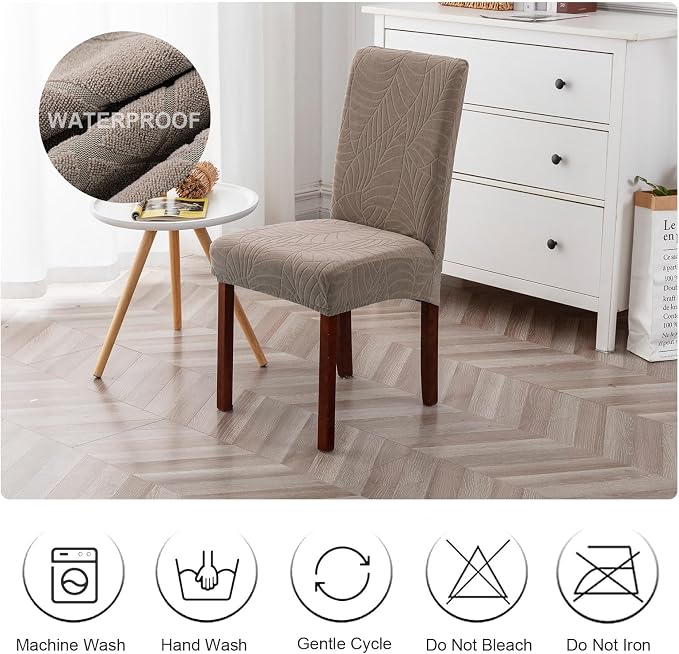 Genina Waterproof Chair Covers for Dining Room, Stretch Jacquard Dining Chair - Image 7