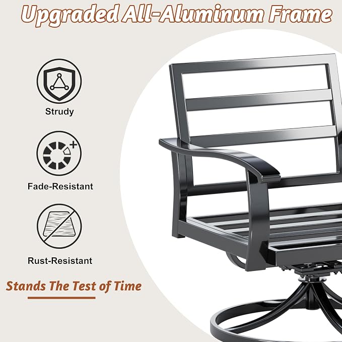 HOMREST Patio Furniture Sets 7 PCS Outdoor Metal Conversation Sets, 360 Degree - Image 9