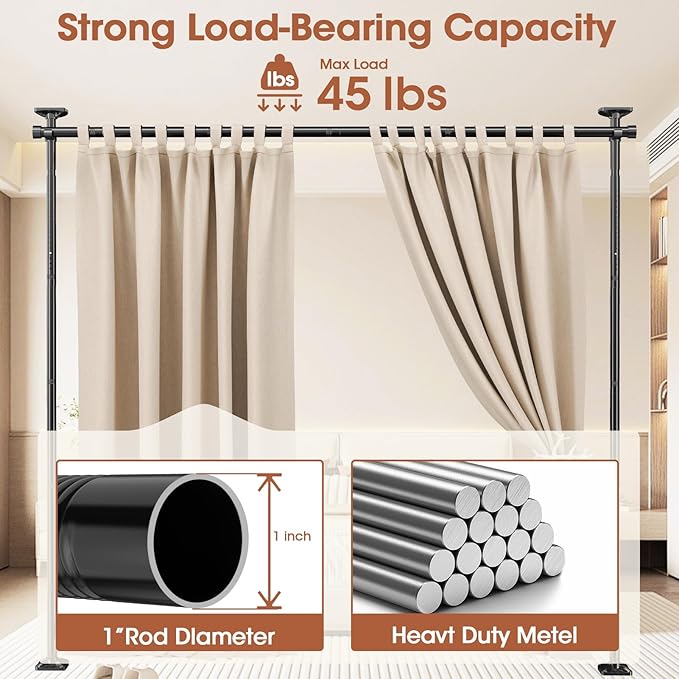 SUNALLY Room Divider Curtain Rod, No Drilling Room Separator - Image 5