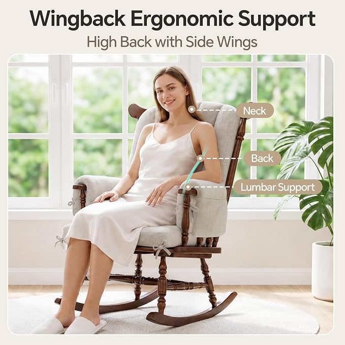 BALAPET Wingback Rocking Chair Cushion Set of 4, Ergonomic High Back Cushion - Image 3
