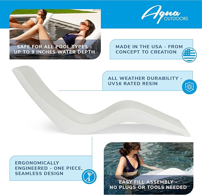 Aqua Outdoors - in-Pool Chaise Lounger - Inside Pool & Sun Shelf Lounge Chair - - Image 4