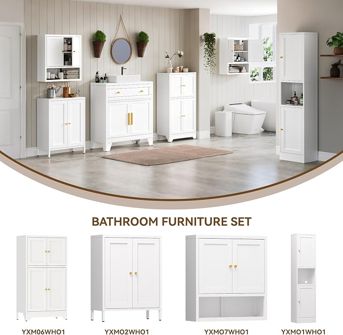 YAUWOH Metal Bathroom Storage Cabinet, Bathroom Floor Storage Cabinet - Image 6