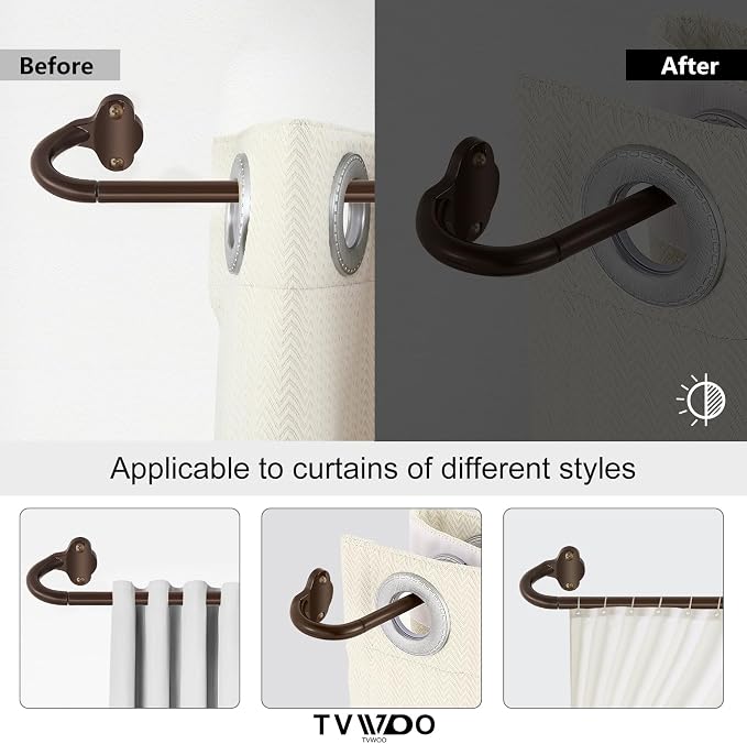 TVWOO Bronze Wrap Around Curtain Rods 2 Pack:Small Blackout Adjustable Window - Image 9