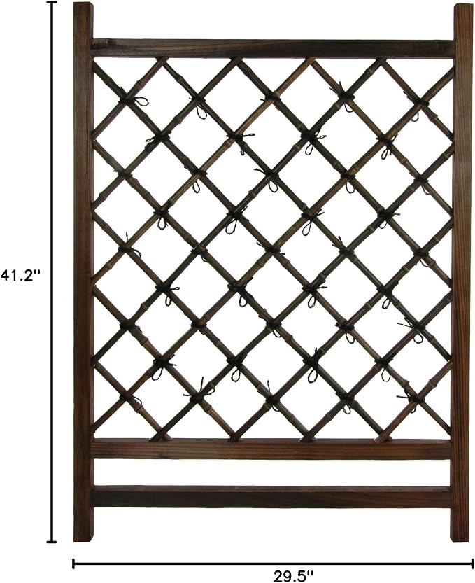 Red Lantern Japanese Wood & Bamboo Fence Section - Image 2