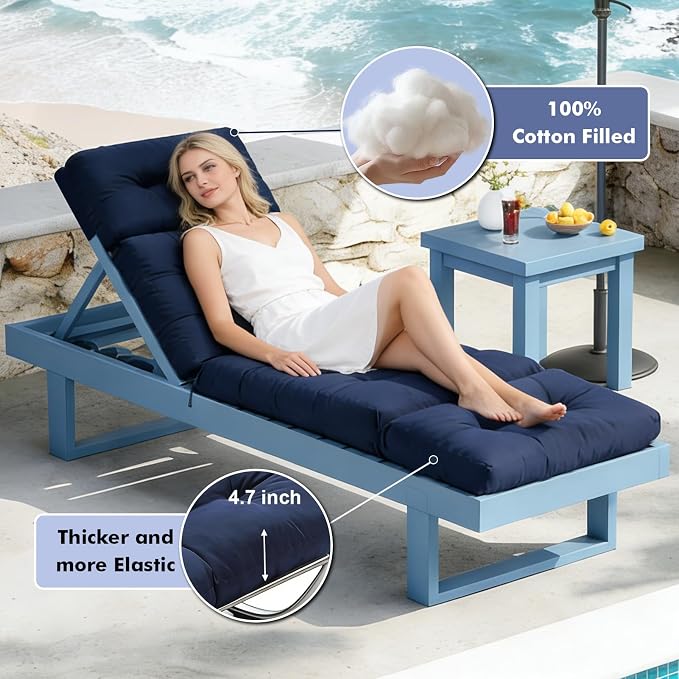 Outdoor Chaise Lounge Chair Cushion 74.2 x 22 x 4.7 Inches Thickened 100% - Image 5