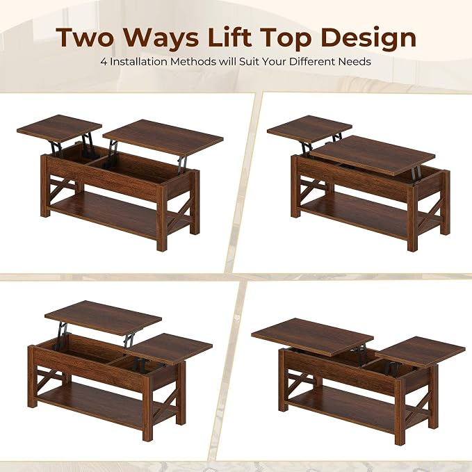 Rolanstar Coffee Table, 47.2" Lift Top - Image 6