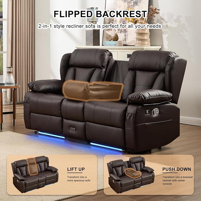 Loveseat Recliner Sofa, RV Recliner Couch, Manual Reclining Loveseat - Image 7