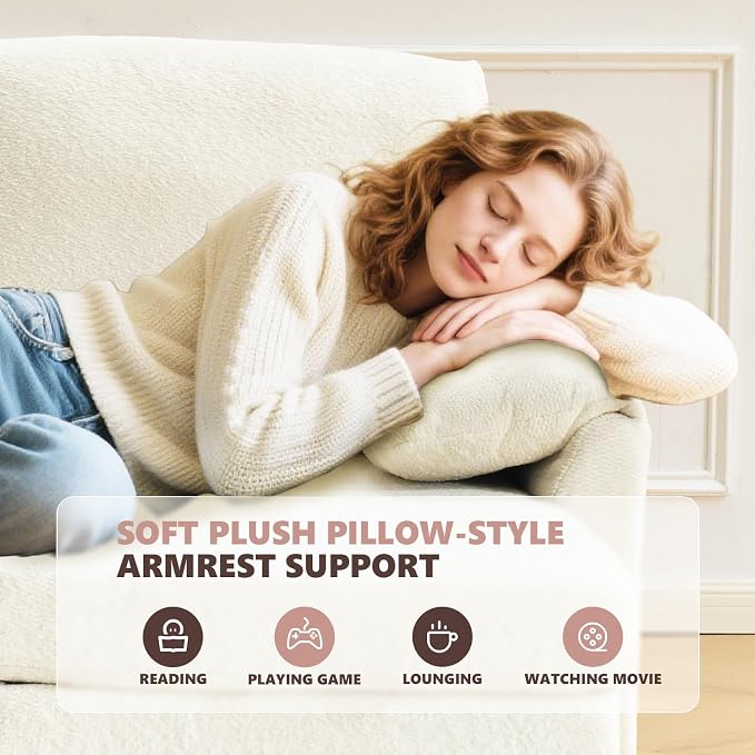 VINGLI Beige Convertible Futon Sofa Bed, Sleeper Sofa - Image 9