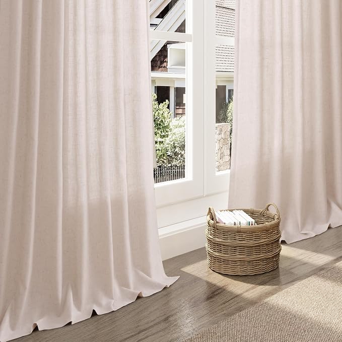Nanspring Natural White Linen Curtains 63 Inch Length - Image 5