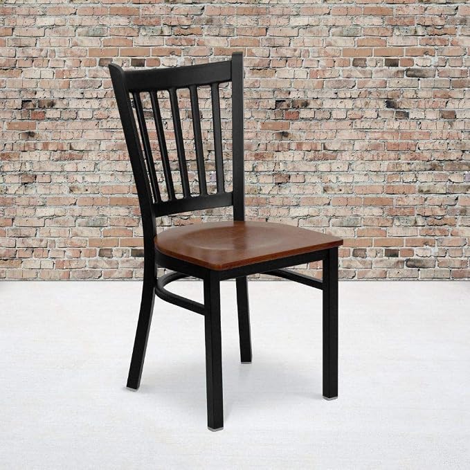 Flash Furniture 4 Pack HERCULES Series Black Vertical Back Metal Restaurant - Image 2