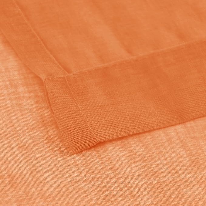 DWCN Sheer Curtains 45 inches Long 2 Panels Set, Rod Pocket Orange Voile Sheer - Image 4