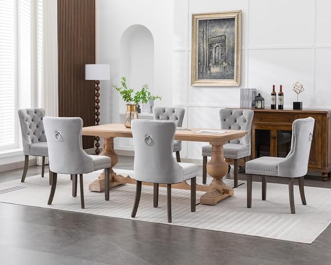 KCC Velvet Dining Chairs Set of 2, Upholstered High-end Tufted Dining Room Chair - Image 10