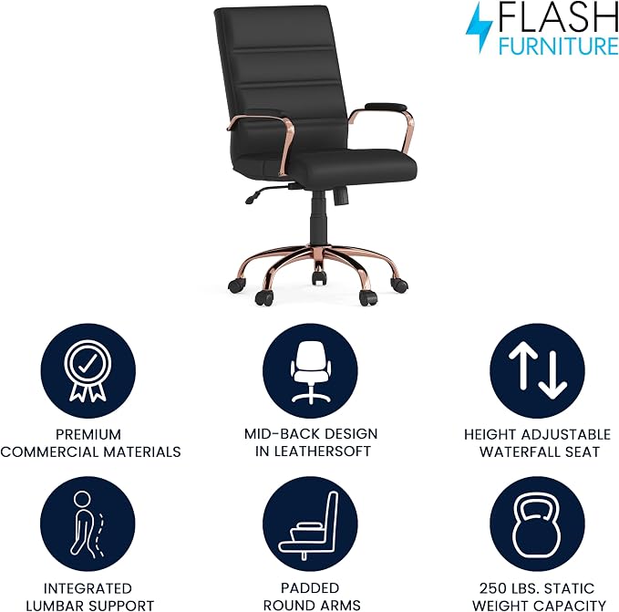 Flash Furniture Whitney Mid-Back Swivel LeatherSoft Desk Chair - Image 4