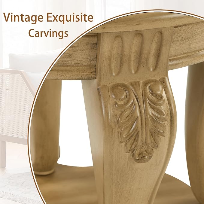 LKTART Round End Tables for Living Room, Vintage Side Table for Small Spaces - Image 6