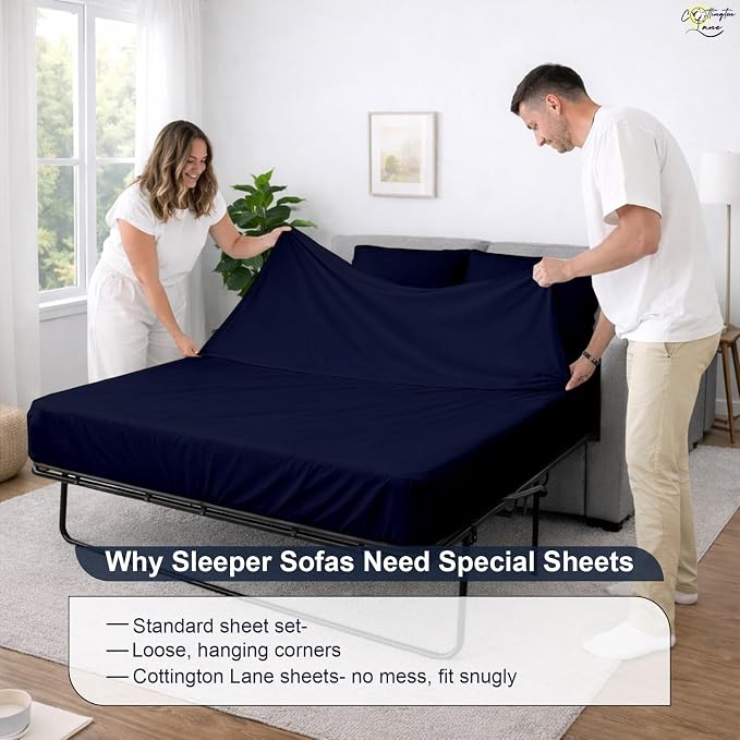 Cottington Lane Sleeper Sofa Sheets Queen Size, 4 Piece Premium Quality 100% - Image 8