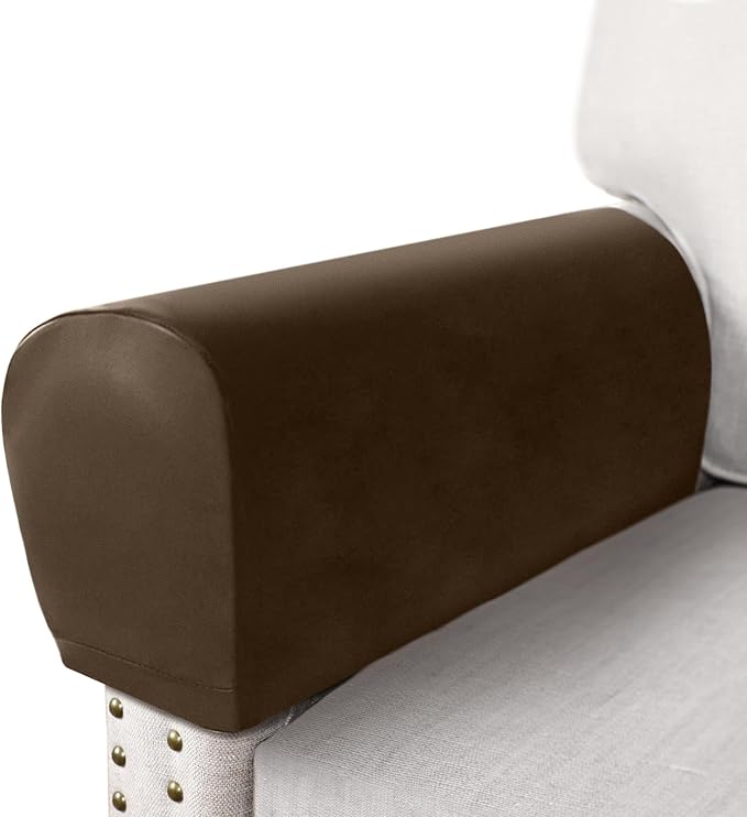 PU Leather Armrest Covers for Sofa Couch Arm Slipcover Set of 2 Stretch by ANARACHON