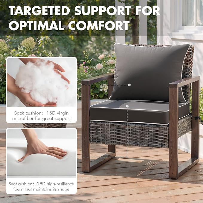 MIULEE Dark Grey Outdoor Seat Cushion 24x24 Inch Waterproof & 3 Year Fade - Image 6