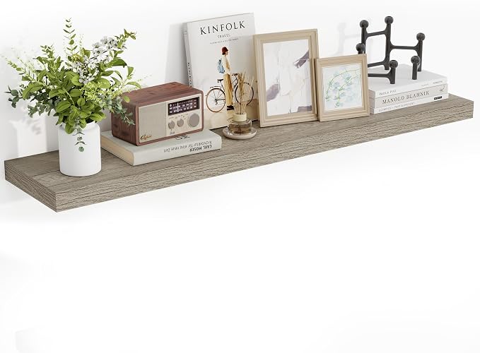 Acovy 48 Inch Floating Shelves, 3D Textured Wood Grain, Wooden Shelves by Acovy