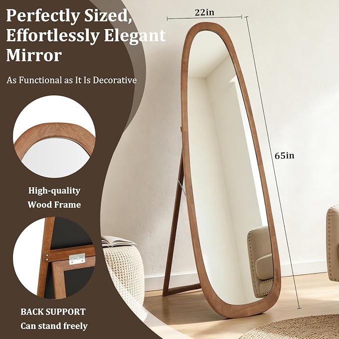 WallBeyond 22x65 Inch Irregular Pebble Full Length Mirror - Image 5