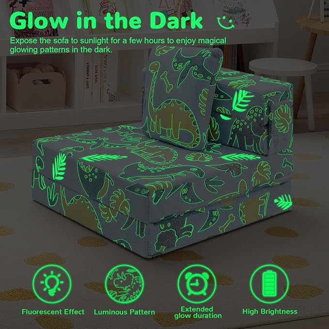 MeMoreCool Glow Dinosaur Tri-fold Sofa Bed - Image 8