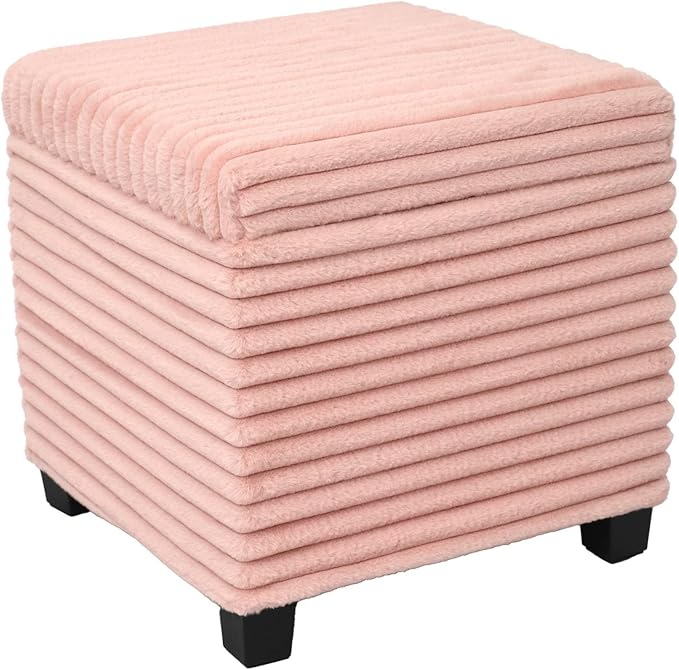 ABHENG 17.7 inches Faux Fur Ottomans Cube by Liveinacomfortablehome