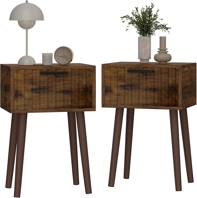 YMYNY Fluted Nightstand Set of 2, Small End Table, Modern Coffee Table by High-qualityhomefurnishing