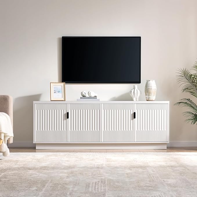 Fatmok Fluted TV Stand for up to 75" TVs, Modern Media Console - Image 4