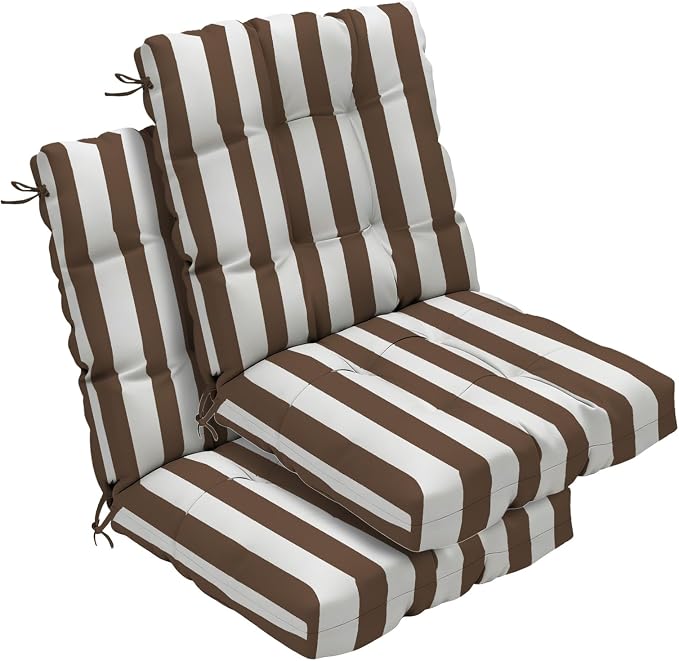 Outdoor Chair Cushions Set of 2, High Back Soft Seat Pad, Indoor Outside Use by zanwuhwyd