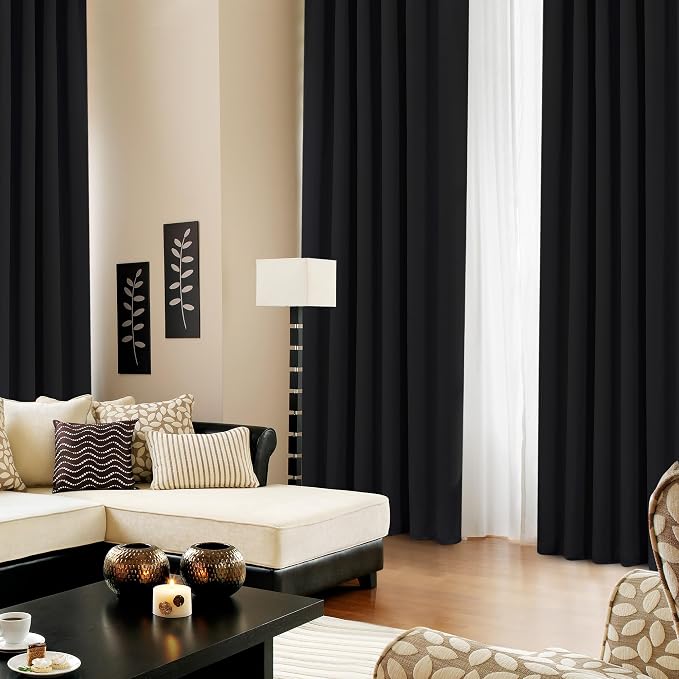 Deconovo Blackout Curtains, Thermal Insulated, W52 x L45 2 Panels, Back Tab - Image 4