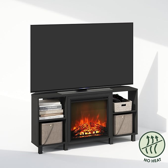 Furinno Jensen Fireplace TV Stand, NO Heat Decorative Electric Fireplace Corner - Image 4
