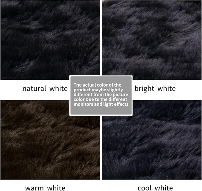 Ciicool Black Fur Fluffy Rug, 2x4 ft Small Faux Fur Rug - Image 5