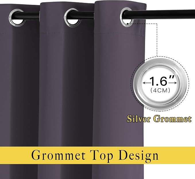 NICETOWN Greyish Purple Room Darkening Curtains - Image 2