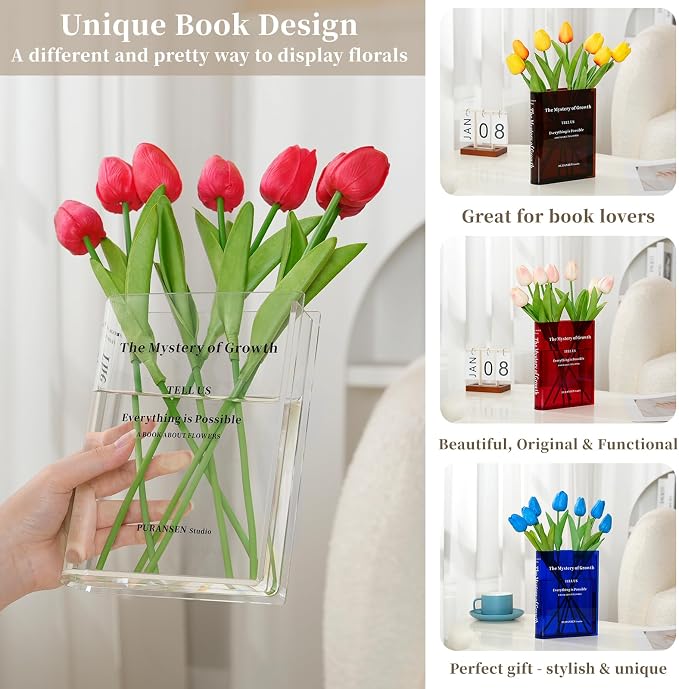 Puransen Clear Bookend Vase for Flowers - Image 3