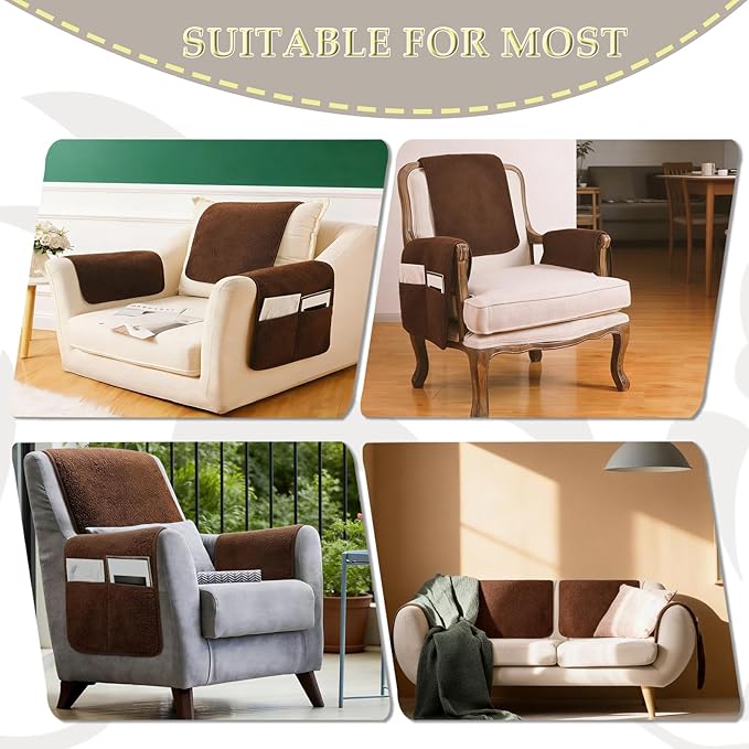 Armrest Covers - Arm Chair Covers Set of 3 Recliner Chair Covers, - Image 6