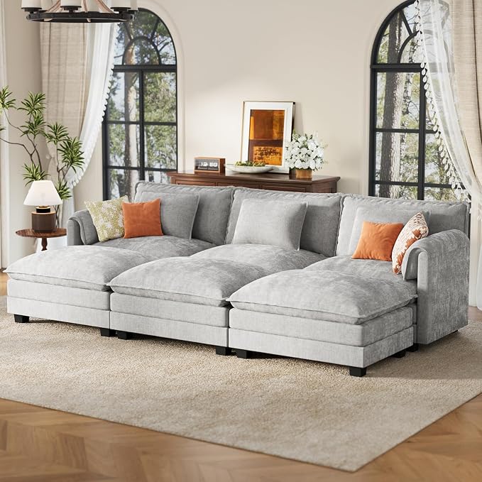 ELUCHANG Oversized 113" Modular Sectional Sofa, Comfy Deep Seat Cloud Couch by ELUCHANG