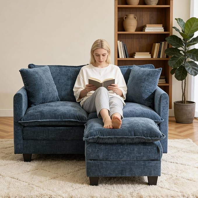 Loveseat Sofa with Ottoman - Image 8