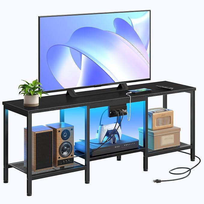 HOOBRO TV Stand with Charging Station to 55 Inches, LED Entertainment Center - Image 8