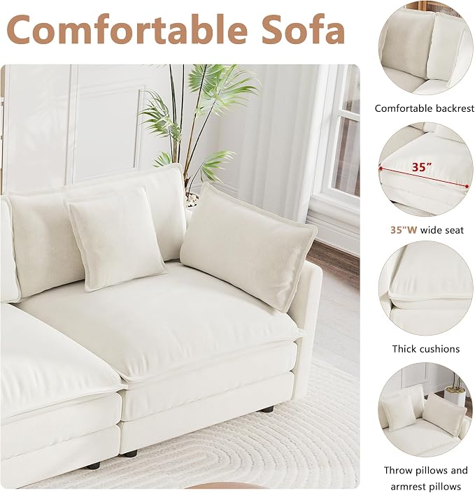 mikibama Modular Sectional Sofa, 111.5 Inch U Shaped Couch Set - Image 3